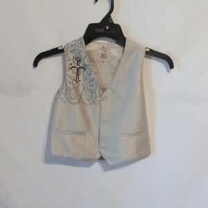 Stylish Kids Beige Latino Vest with Embroidery Cross